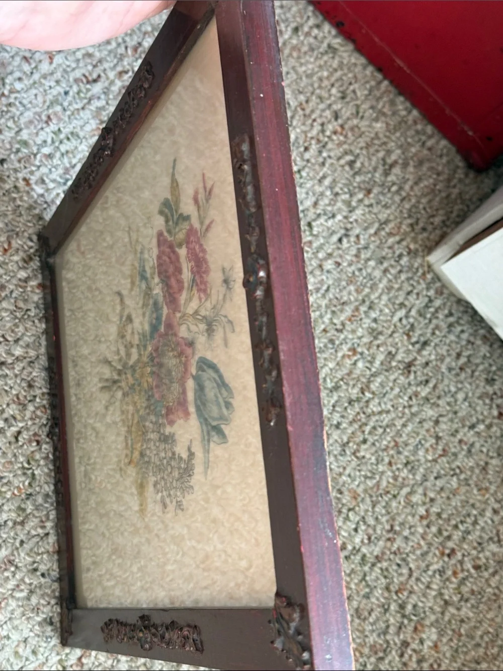 Vintage Frame with Lithograph Floral Designs by LF Roubillac #8 Cottage Decor